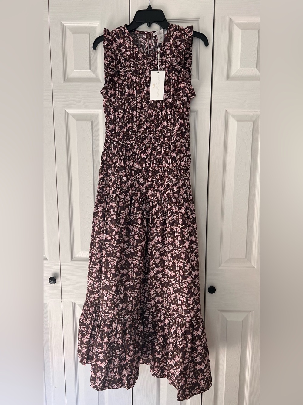 100% Cotton Caroline Constas Brown Floral Maxi Dress - Picture 4 of 7